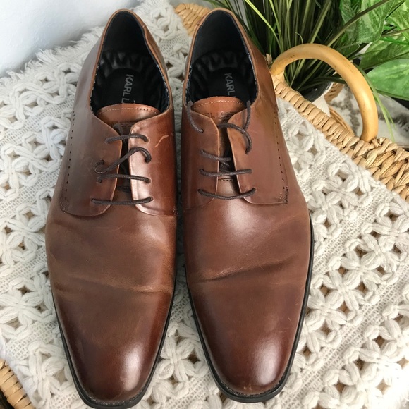 KARL LAGERFELD Men's Leather Derby Dress Shoes - Picture 2 of 7